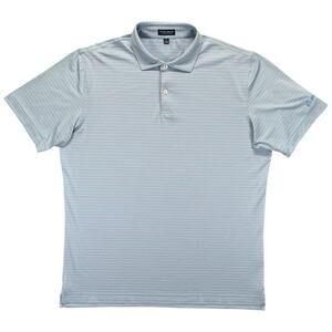 Peter Millar Crown Crafted Polo XL Blue Orange Stripe Performance Golf Shirt